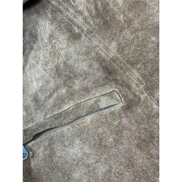 Rainforest Suede Coat Jacket Brown Large Zipper Snap Closure Drawstring Waist - Picture 6 of 16